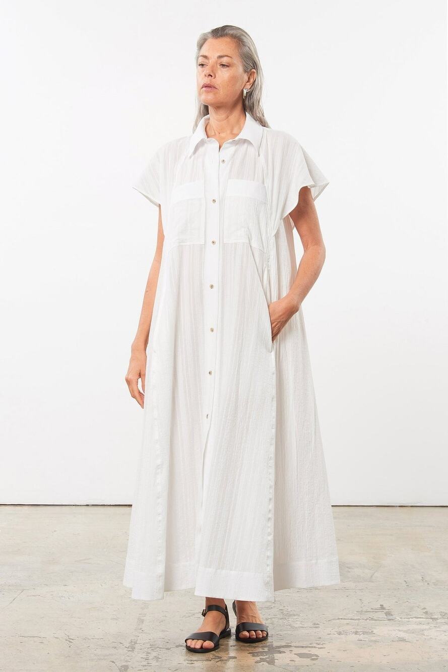 Mara Hoffman Aimilios Dress In White - XXS